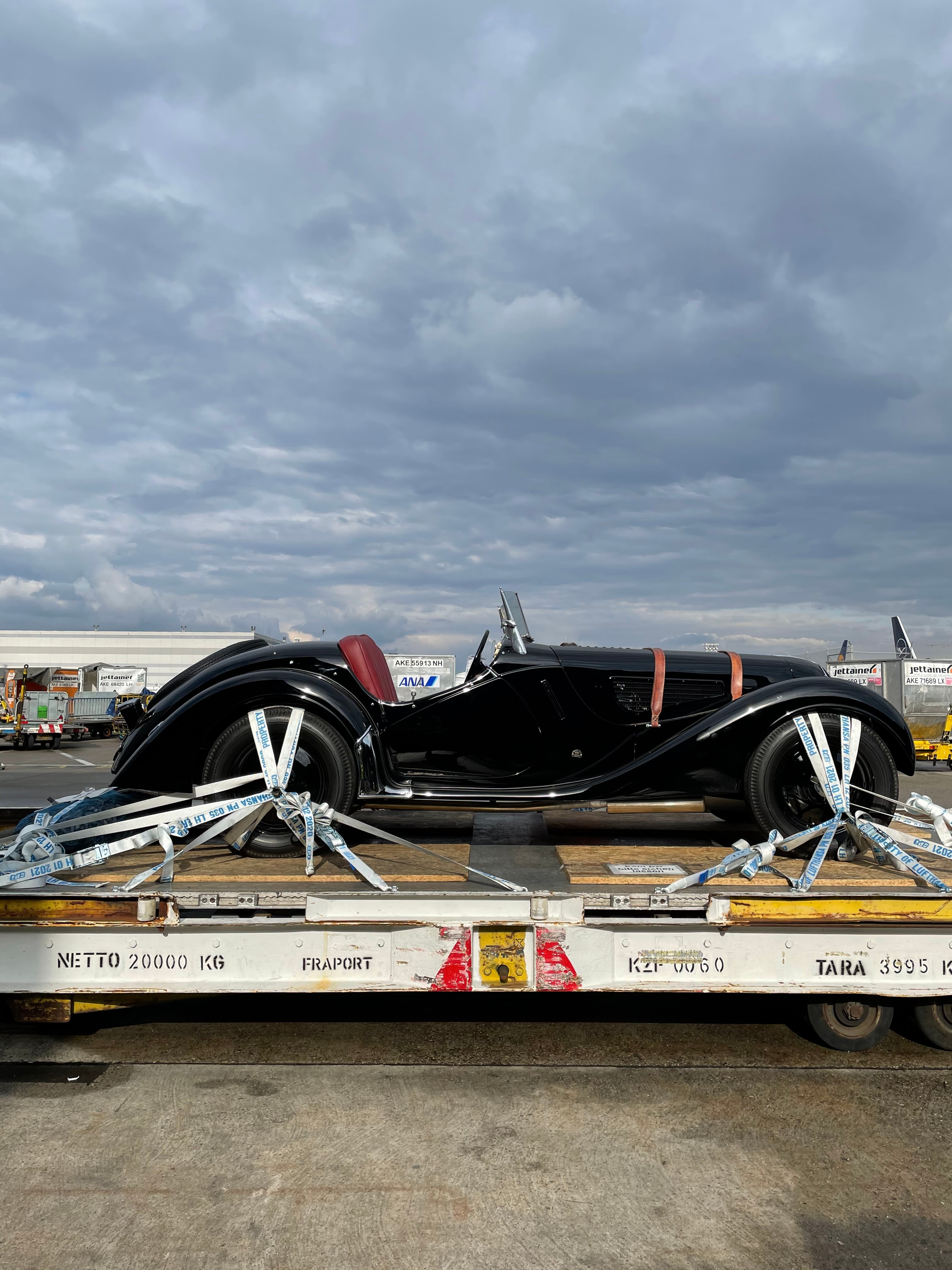 BMW 328 secured for international transport